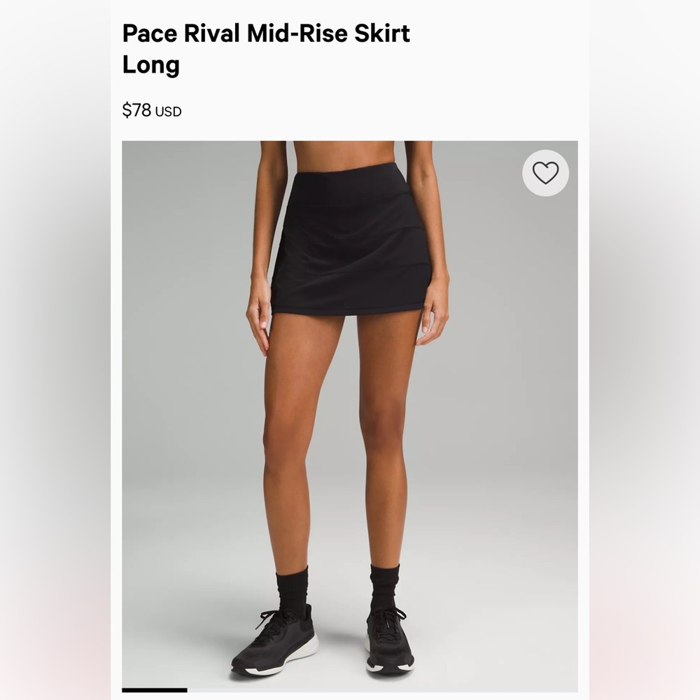 lululemon Pace Rival Mid-Rise Skirt
Black sz 6